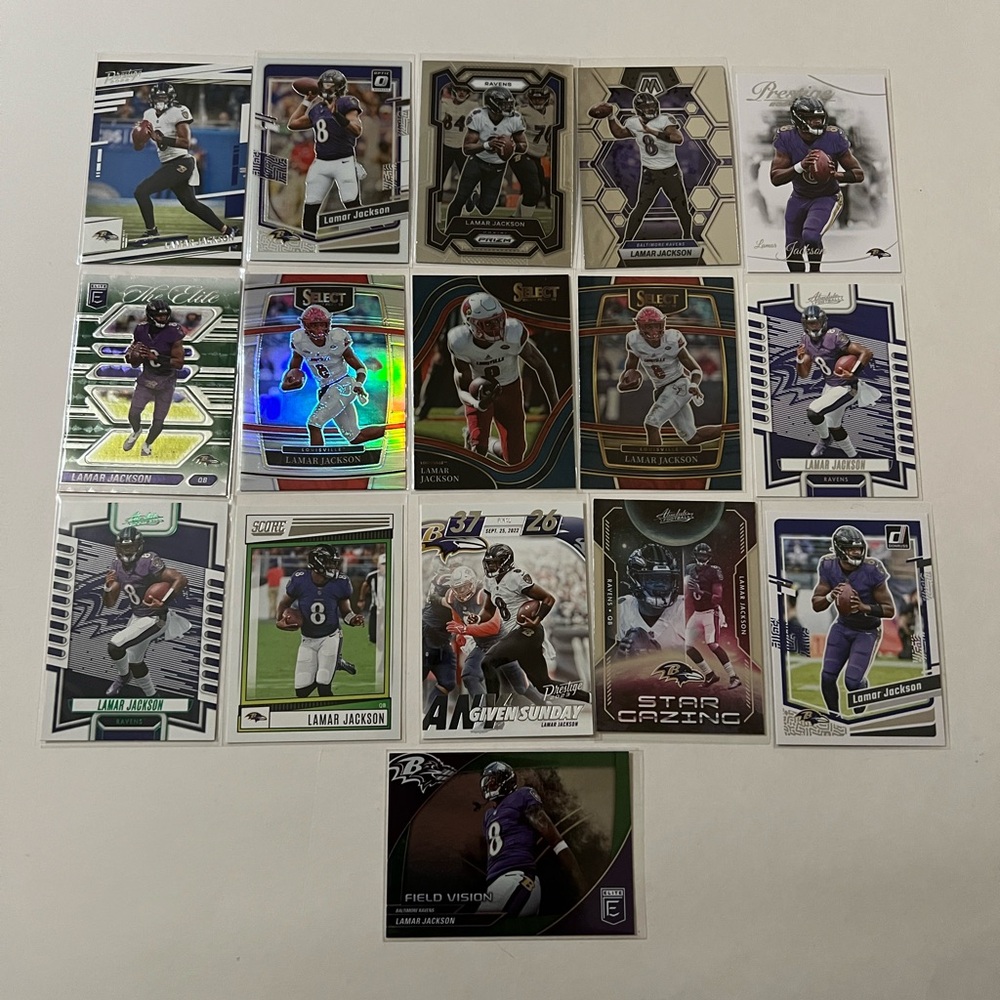 Lamar Jackson QB Baltimore Ravens Lot of 16 NFL Football Trading Cards MVP? 🔥🔥